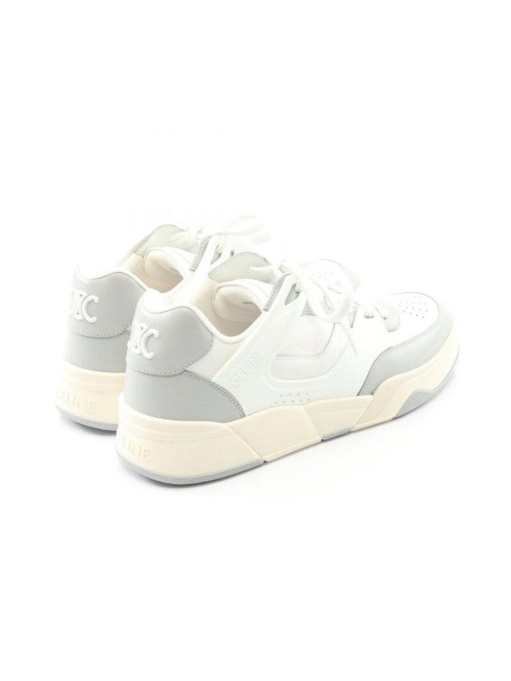 Celine Sneakers Triomphe C00 Dp40 White Gray Beige Leather - Picture 2 of 9